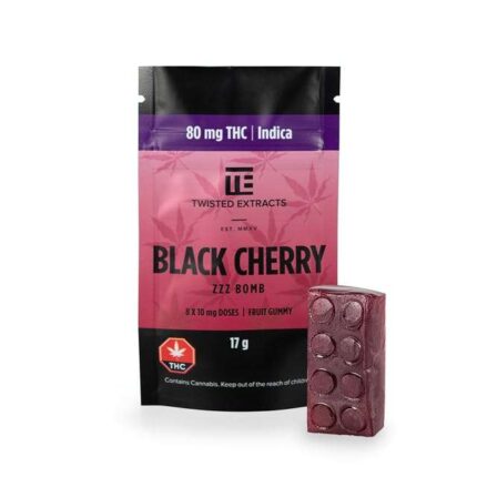 Black cherry indica ZZZ bombs cannabis edibles Twisted Extract