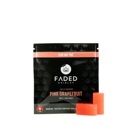 Faded cannabis co pink grapefruit jelly blocks cannabis edibles