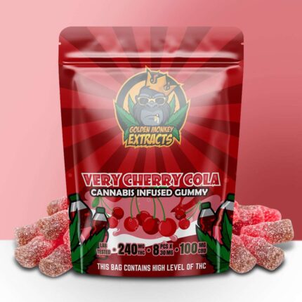 Golden Monkey very cherry colas gummy 240mg THC 100mg CBD cannabis edibles