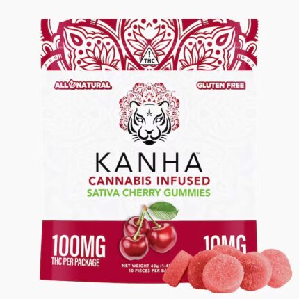 KANHA cherry sativa gummies 100mg THC 10-pack cannabis edibles