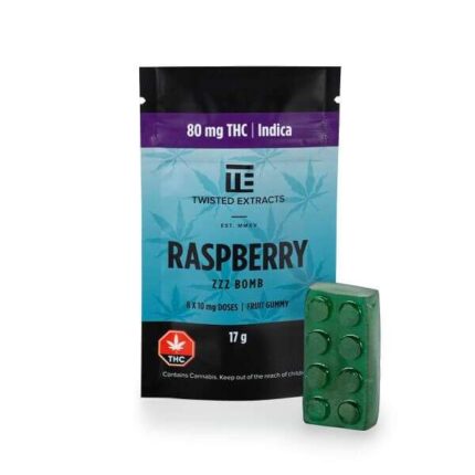 Raspberry indica ZZZ bombs cannabis edibles Twisted Extract