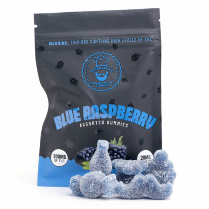 Sugar Jack assorted blue raspberry gummies 200mg THC cannabis edibles